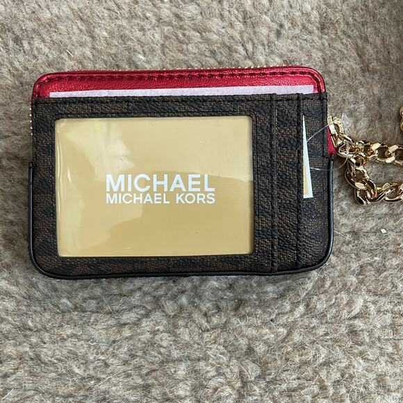Michael Kors Crossbody Bag and Wallet in Brown Red Metallic New - Picture 6 of 8